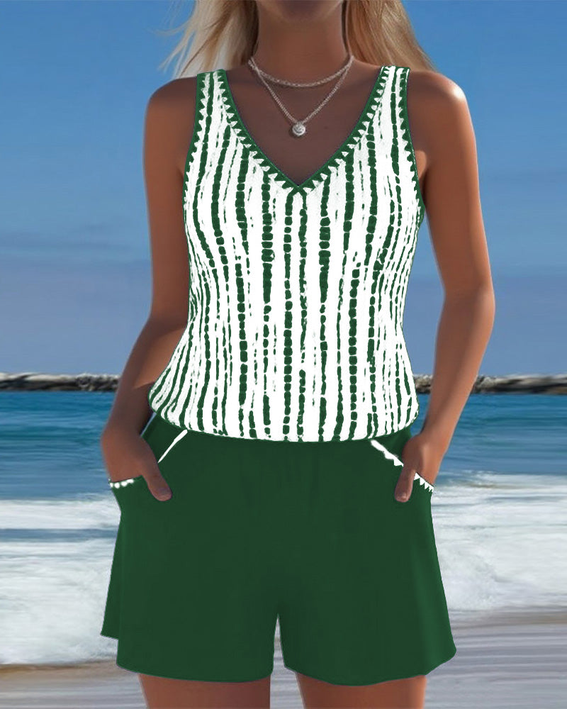 Leslie - Classicl Tankini Shorts Set