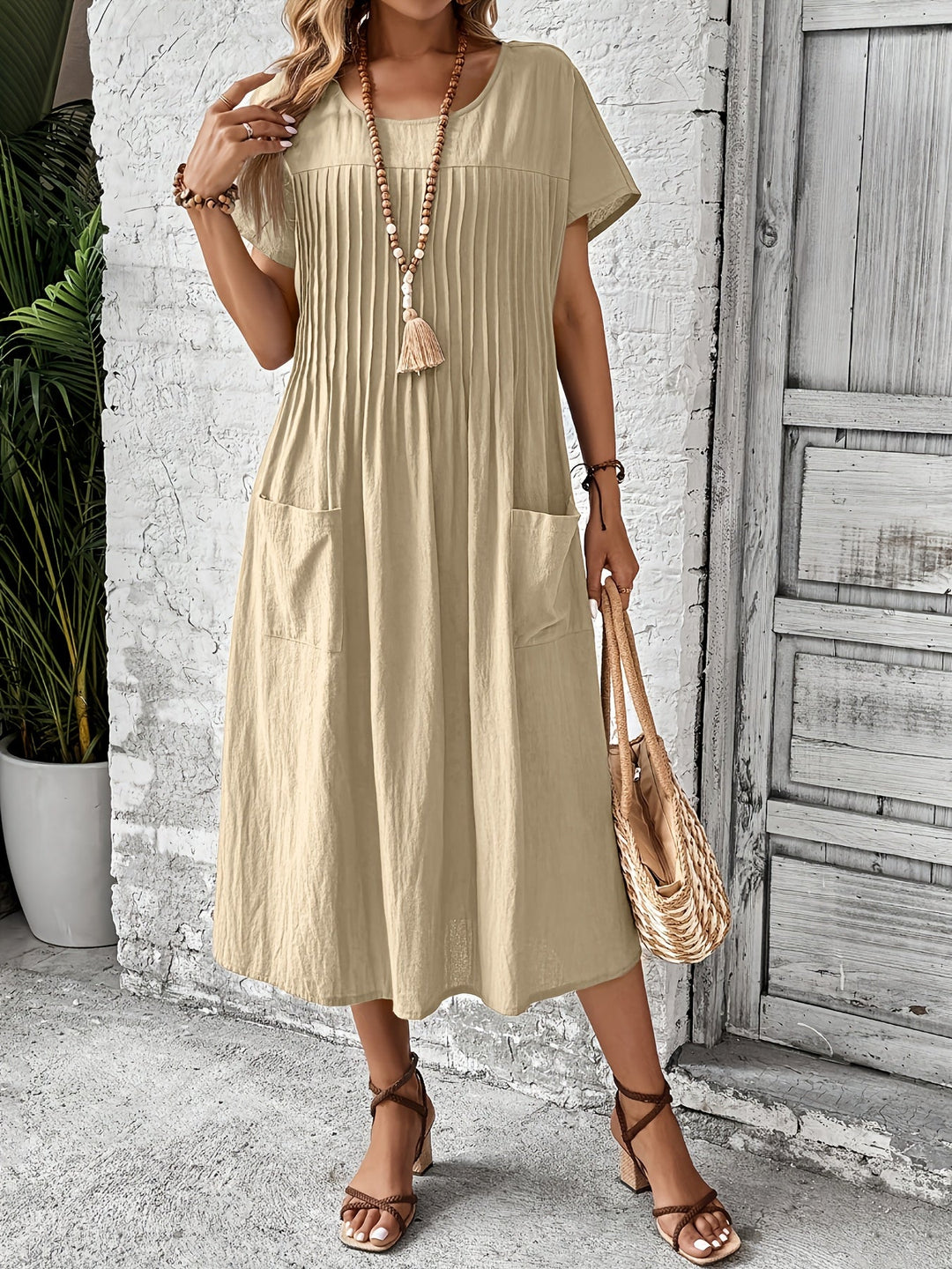 Serlina™ - Retro Pleated Midi Dress