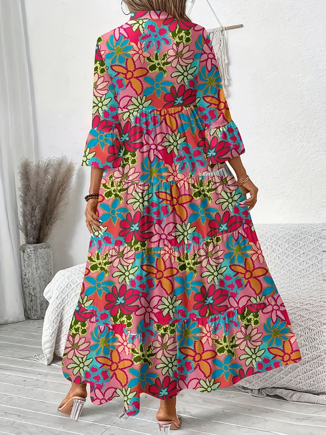 Ines™ - Floral Frill Pleated Dress