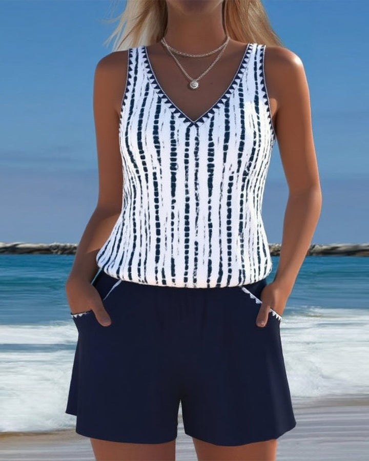 Leslie - Classicl Tankini Shorts Set