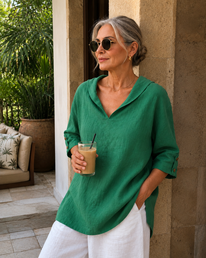 Renee - V-Neck Casual Linen Shirt