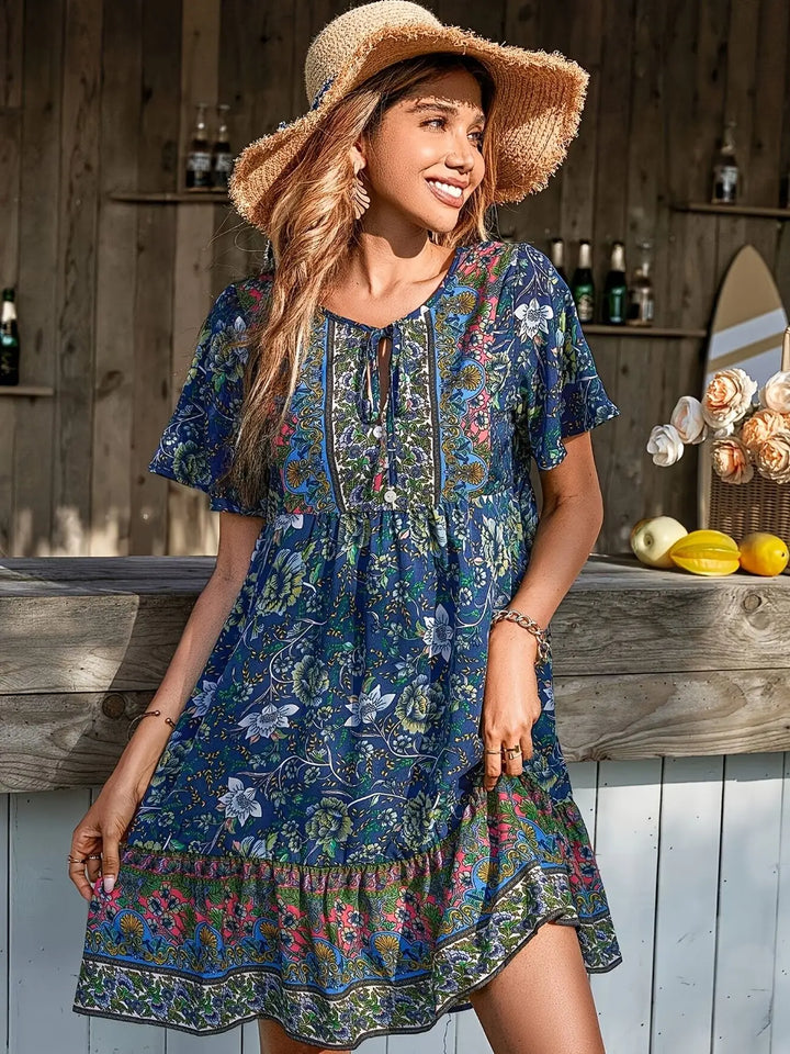 Mila™ - Print Round Neck Maxi Dress