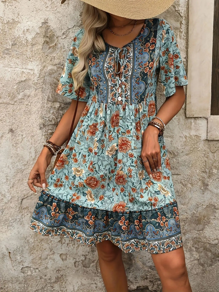 Mila™ - Print Round Neck Maxi Dress