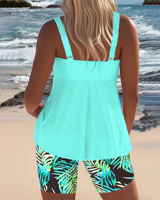 Daphne - Tropical Tankini Ribbed Set
