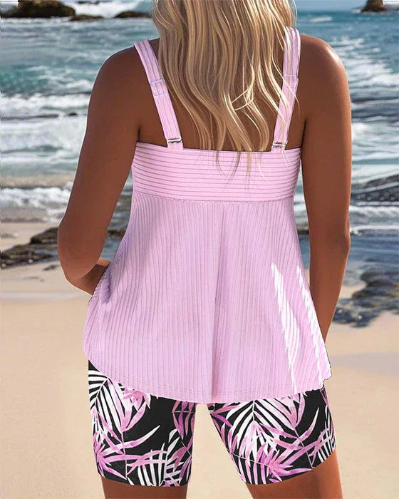 Daphne - Tropical Tankini Ribbed Set