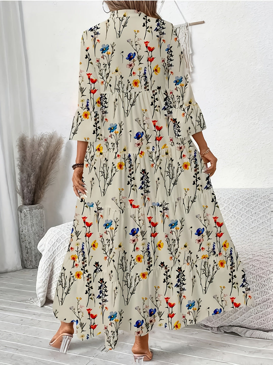 Ines™ - Floral Frill Pleated Dress