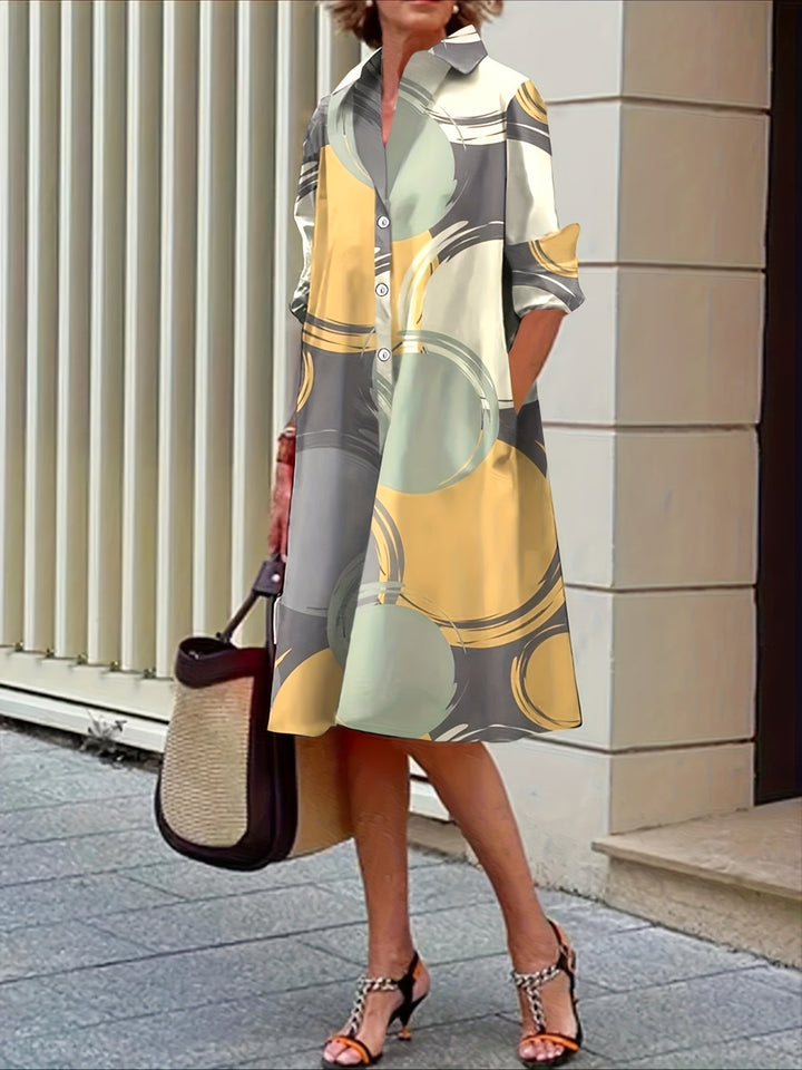 Marvella™ - Modern Print Shirt Dress