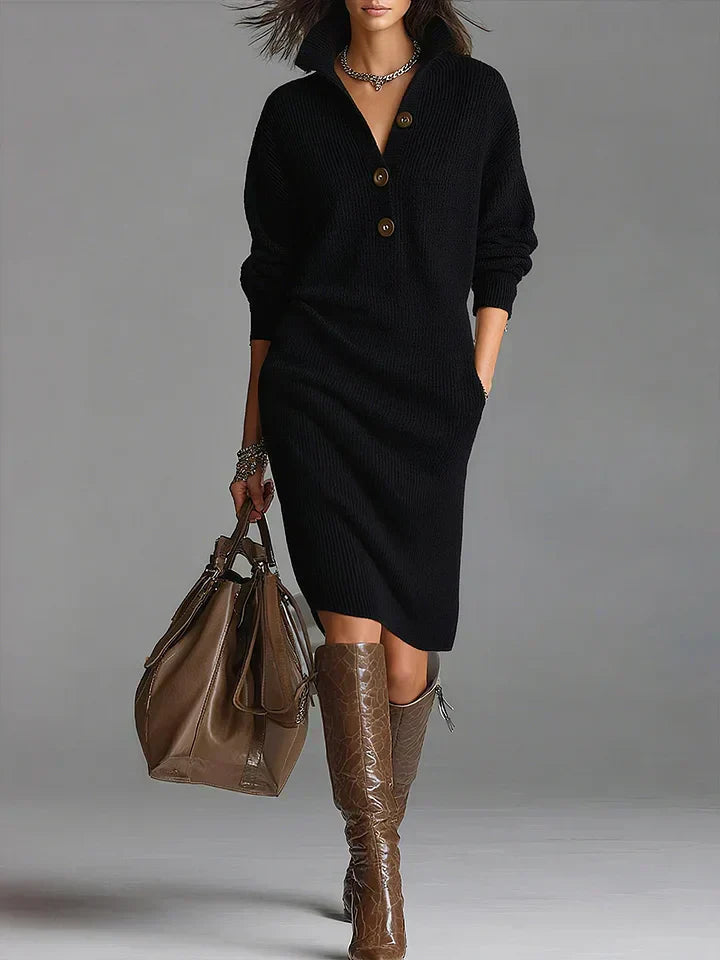 Fatima™ | Chic Sweater Dress - Black