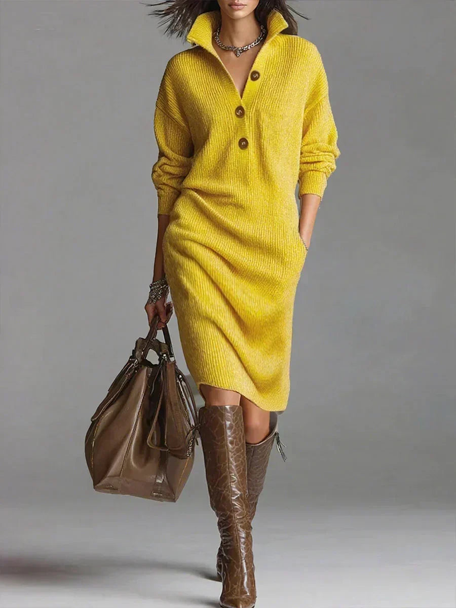 Fatima™ | Chic Sweater Dress - Yellow
